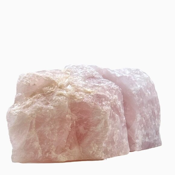 Pink Crystal Bookends Solid Natural Rose Quartz Short Heavy Bookends 6+ lbs (LS) - Picture 5 of 16